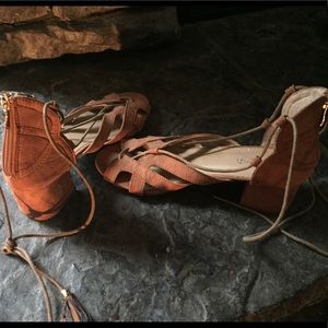 Brown Block Heel Sandals